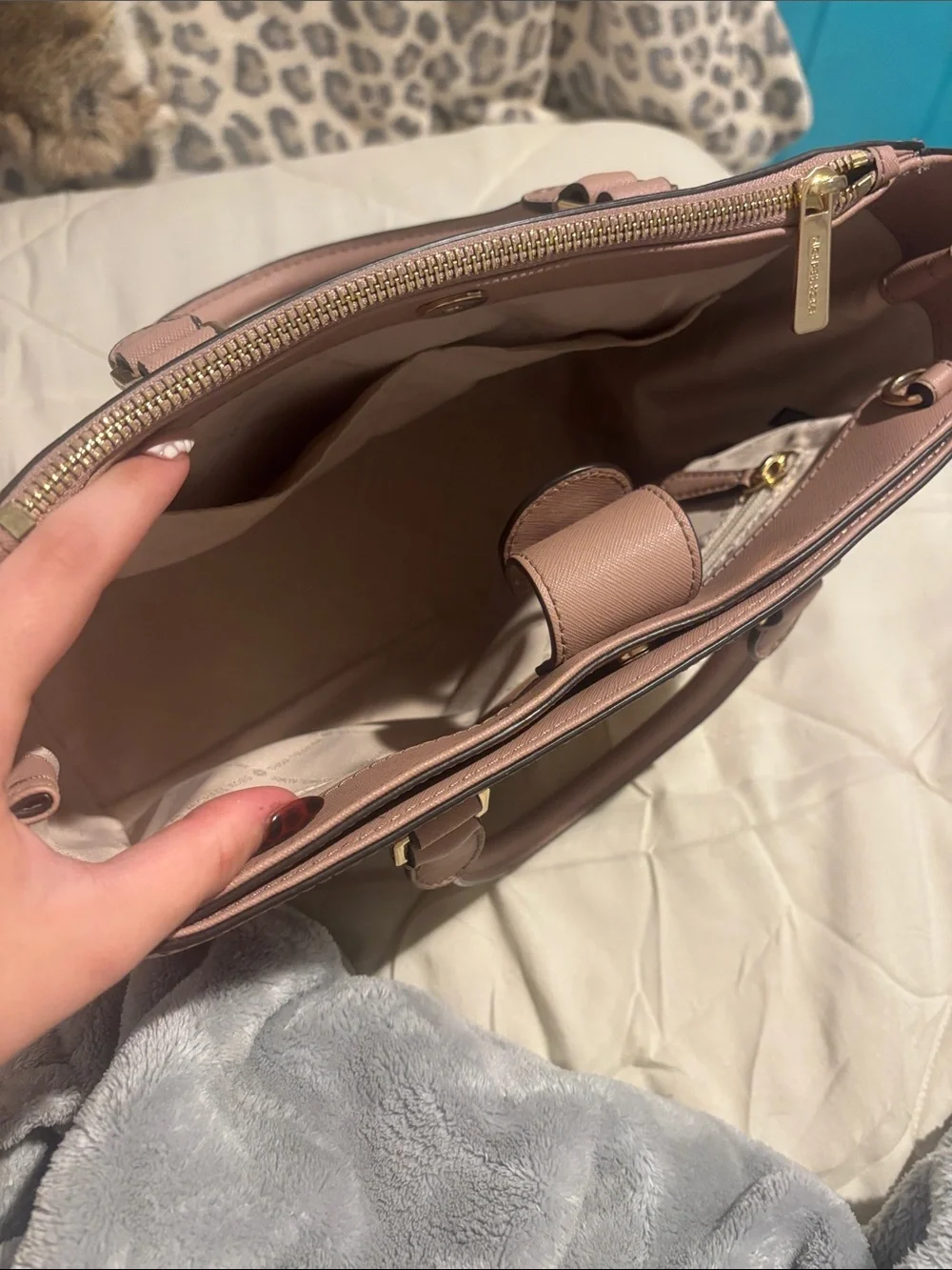 Michael Kors Pink Saffiano Leather Satchel with Gold Hardware